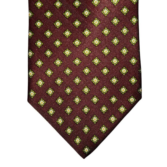 Brooks Brothers Tie Stain Resistant Brown Green Yellow Floral Herringbone NWT - Picture 1 of 6